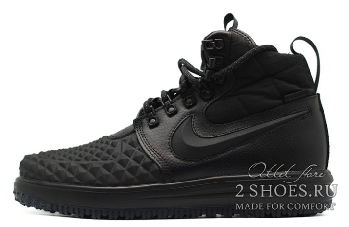 Кроссовки Nike Lunar Force 1 DUCKBOOT 17 Black Anthracite 916682-002 черные, кожаные