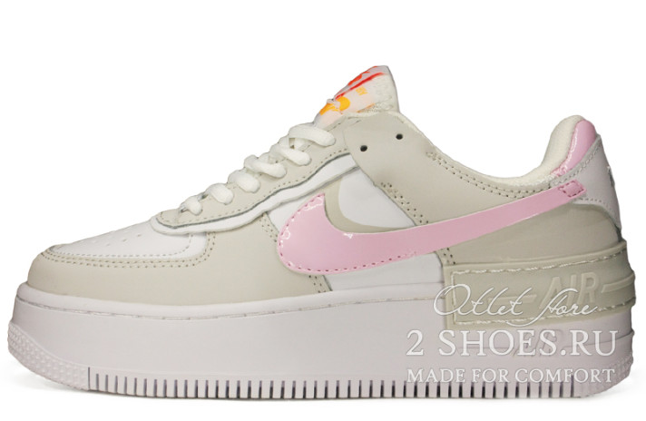 Кроссовки Nike Air Force 1 Shadow Photon Dust Pink Foam CZ0370-100 серые, кожаные
