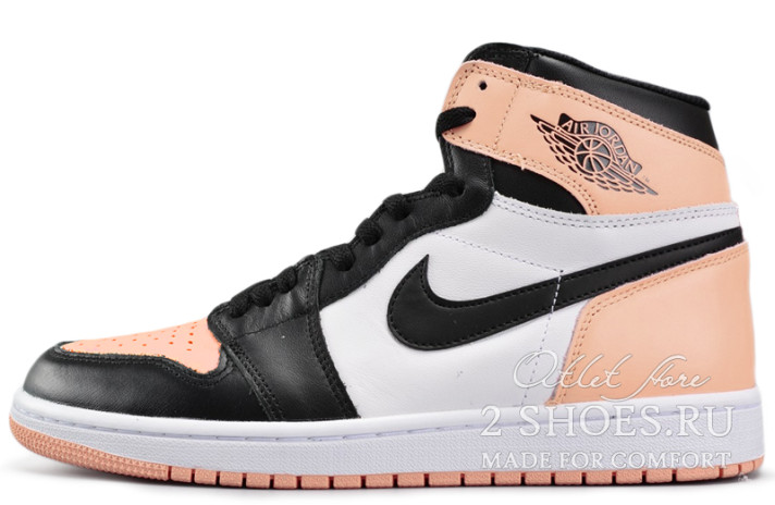 Кроссовки Nike Air Jordan 1 Mid Rust Pink White Black  черные, розовые, кожаные