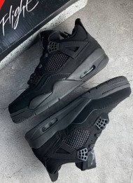 Кроссовки Nike Air Jordan 4 (IV) Black Cat Light Graphite живое фото 1