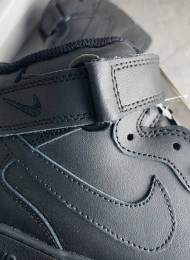 Кроссовки Nike Air Force 1 Mid Total Black Leather живое фото 4