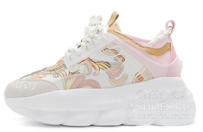 Кроссовки Versace Chain Reaction 2 Barocco Print  белые